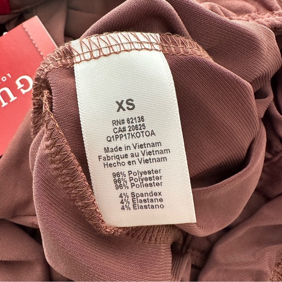 NWT Guess Brown Ruched Collared Long Sleeve Snap Button Closure Bodysuit Size XS - Picture 7 of 9